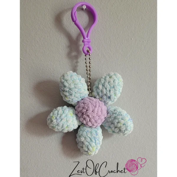 porte-clé en crochet fleur